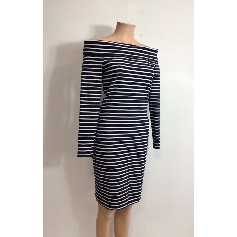 Michael Kors Nautical Stripe Dress Off Shoulder Womens Small